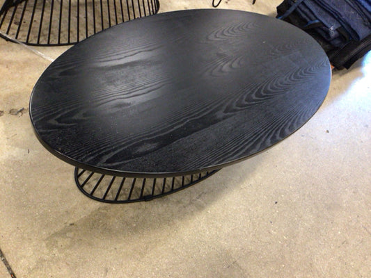 47 3/4 Oval Dark Wood & Metal Coffee Table
