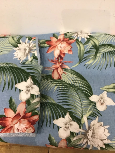 3 PC Tommy Bahama Blue Floral Bedding