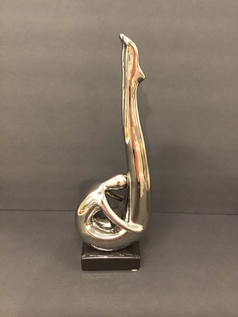 15" Silver Metal Gymnast Sculpture