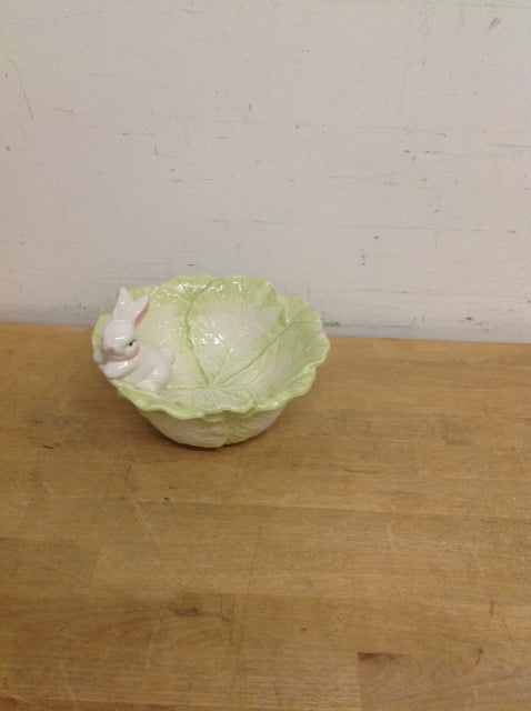 8" Ceramic Leaf Bowl w/ Bunny