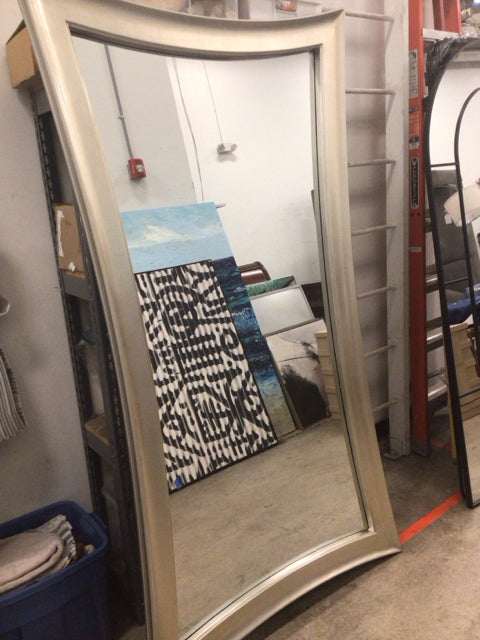 81" X 44 1/2" Silver Hourglass Shape Framed Floor Mirror