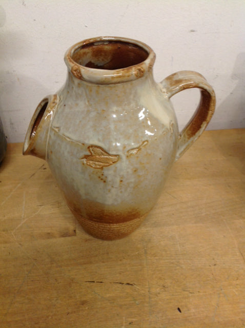 Vase- 9" Tan Ceramic Pitcher