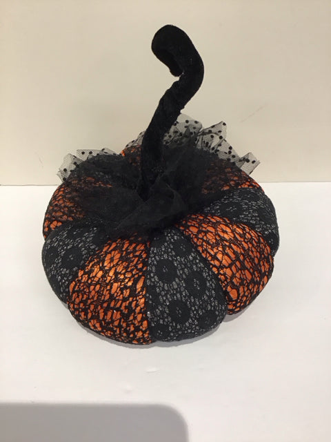 Orange Fabric w/Black Lace Pumpkin