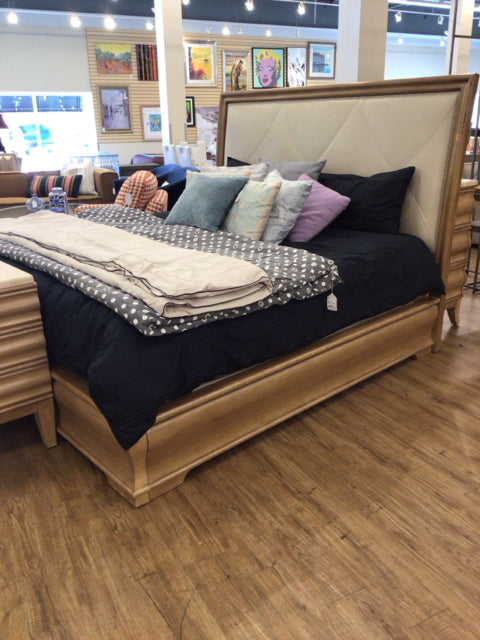 Bernhardt Wood Framed Leather Panel King Bed