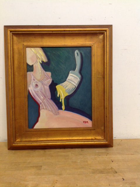 Framed Woman w/Paint Brush Yves Martin