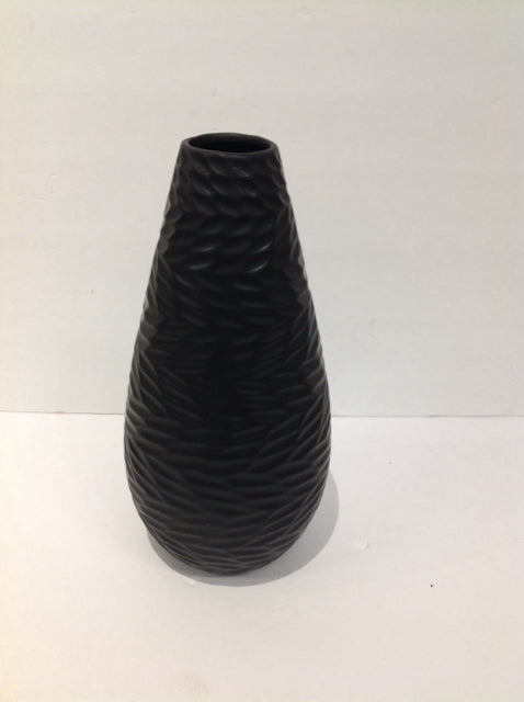 12" Black Dimpled Ceramic Vase