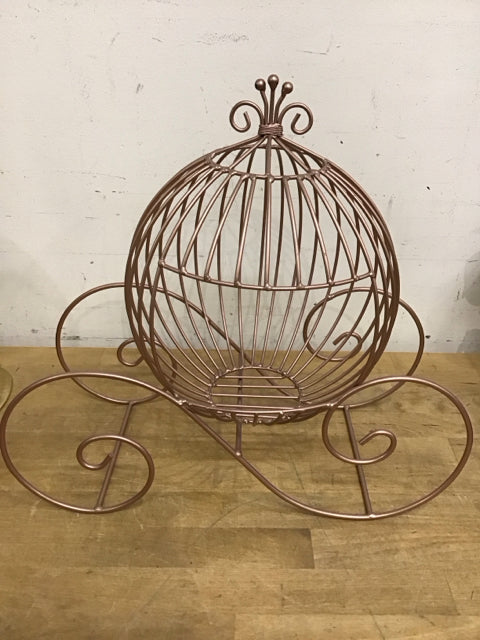 15" Pink Metal Cinderella Pumpkin Figure