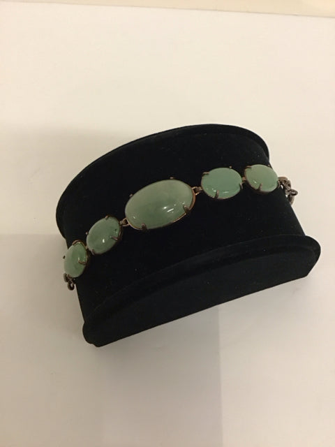 Vtg Jade 5-Disc Metal Bracelet