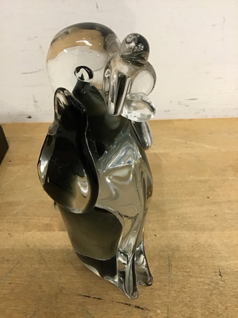 8" Poodle Clear Art Glass Figurine