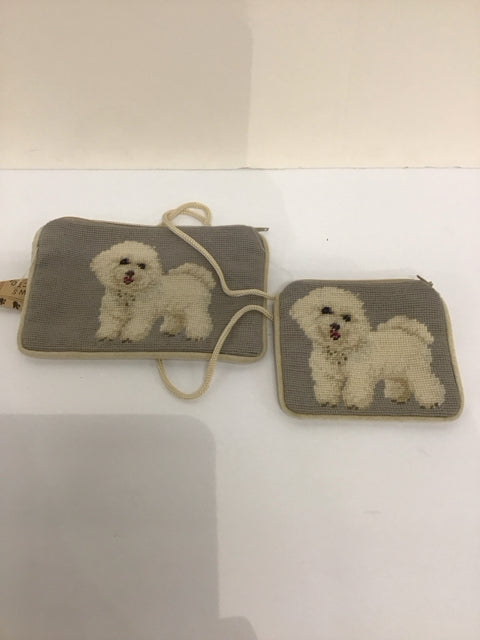 Small Needlepoint Bichon Purse/Wallet