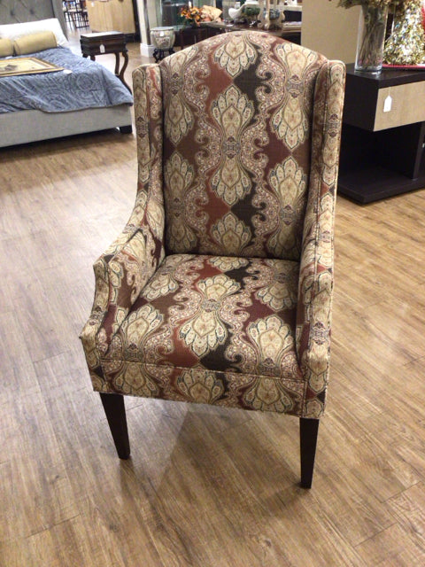 Thomasville Furniture Damask Fabric High Back Arm Chair