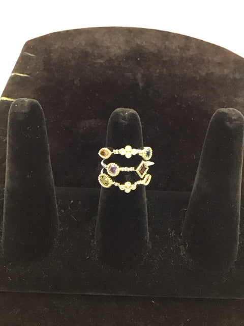 Yurman Style Silver Confetti Ring w/8 Stones
