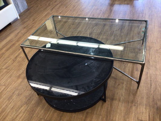 RH Thaddeus Glass Square Coffee Table