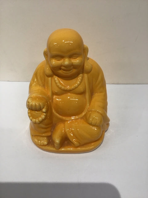 7" Orange Ceramic Happy Buddha