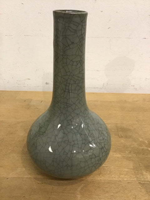 8" Gray Crackle Pattern Bud Vase