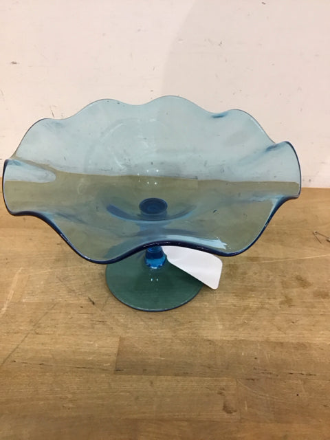 10" Blue Footed Decorative Bowl