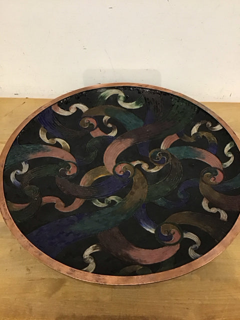 23.5" Circular Copper Ribbon Abstact Tray