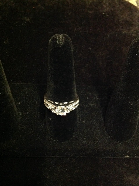 Silver Engagement Ring w/Rhinestones