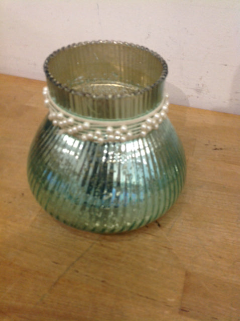 Vase- 6" Aqua Mercury Glass