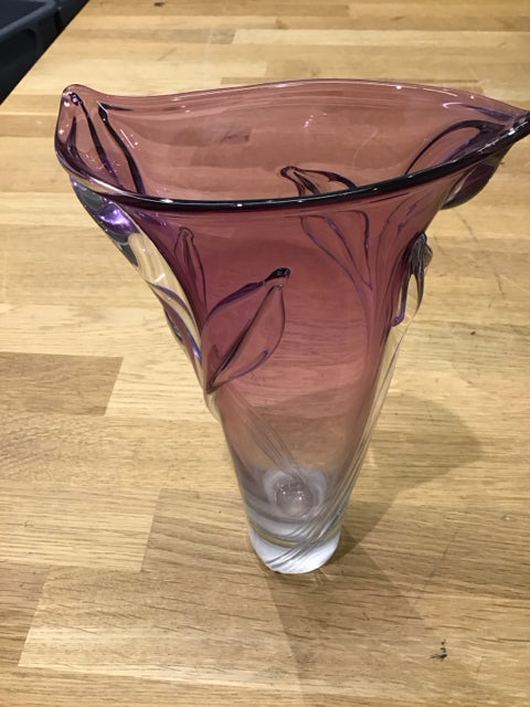 10" William Glasner Ombre Purple To Clear Glass Vase