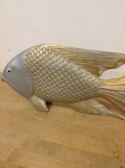 18" Silver & Gold Wood Fish