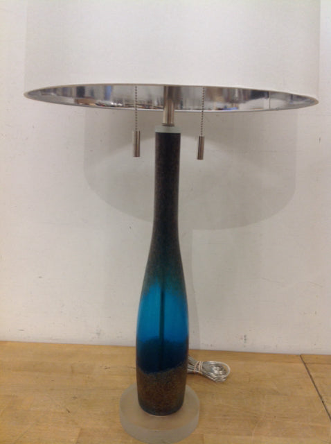 36" Blue Art Glass Lamp