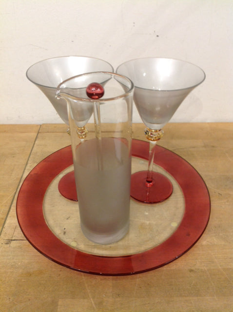 4 Pc Art Glass Martini Set