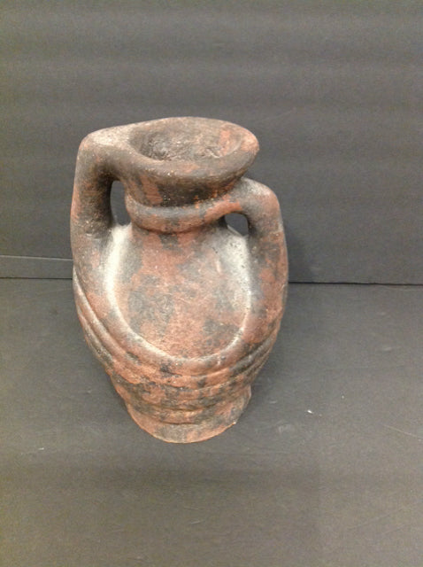 11" Brown Pottery Vase w/Handles