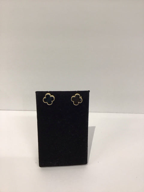 Van Cleef Style Onyx Stud Earrings