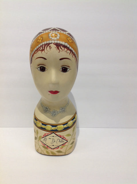14" Ceramic Woman Millinery Head "Mdm de Chelles"