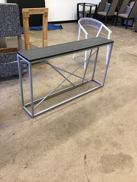 52x10 Faux Grey Lacquer w/Metal Base Console