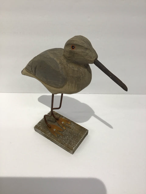 9" Carved Wood Painted Bird Sculpture