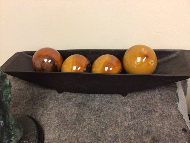 Metal Bowl With Four Glass Balls