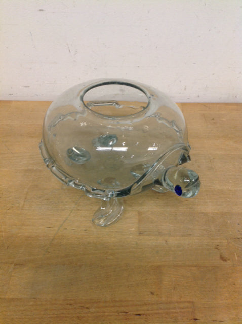 Bowl- 9" Clear Glass Turtle