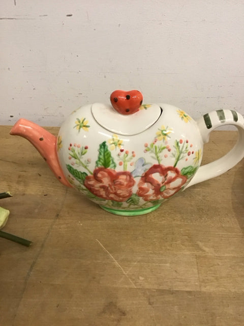 10" Floral Ceramic Teapot