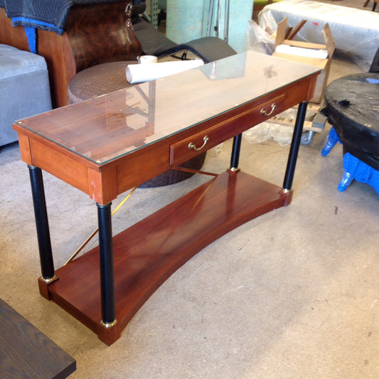 Ethan Allen Console w/Glass Top AS-IS