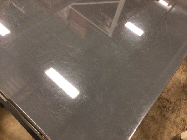 AS-IS Grey Lacqured Metal Leg Desk(Scratches In Top)