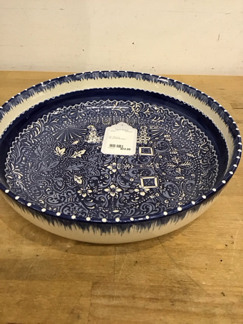 12" Round BLue/White Bowl