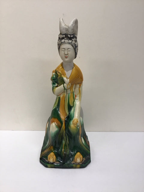 15" Tang Dynasty Sancai Glazed Ceramic Woman