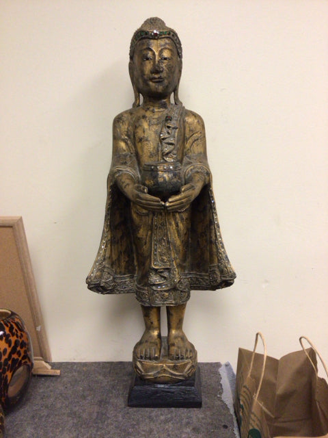 31 1/2" Wooden Carved Monk