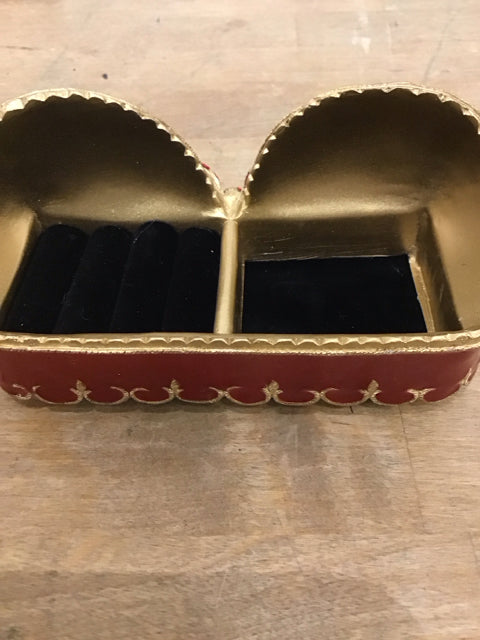5.5"x2.5" Gold/Red Enamel Brassier Jewely Holder