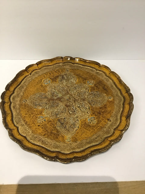 16" Florentine Gilt-Wood Tray