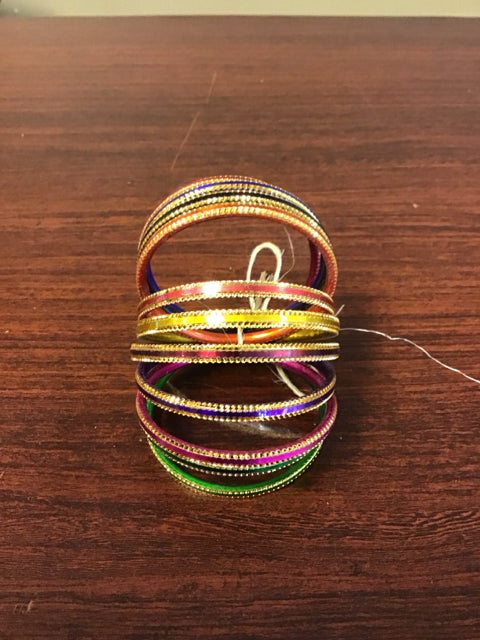 Multi Color Metallic Bangle Bracelet Set