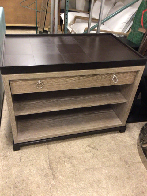 Two Shelf One Drawer Wood End Table