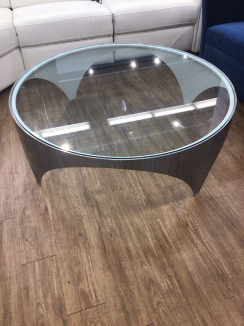 Clive Daniels Round Glass Top Brushed Steel Base Coffee Table