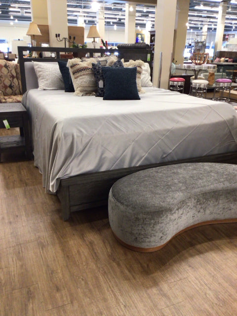 Casana Grey Wood Fabric Panel King Bed