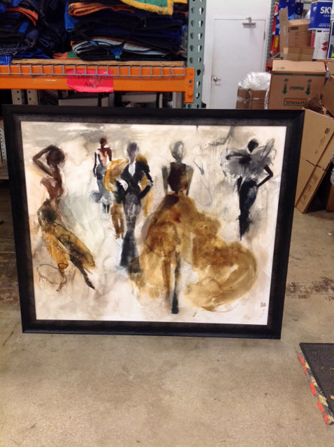 55x47 Framed "Catwalk" Mixed Media on Canvas