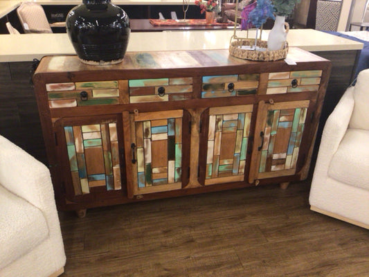 63" X 15" X 36" Bonnieville Rustic Solid Wood Large Sideboard With Drawers