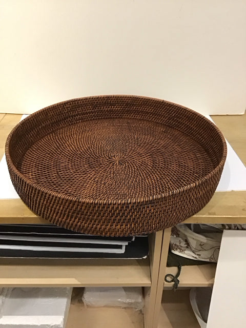 24"Rd Woven Rattan Tray
