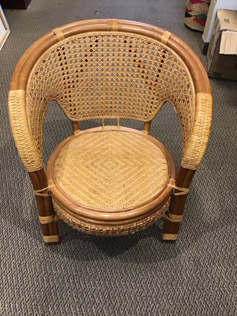 Rattan & Cane Boho Barrel Chair
